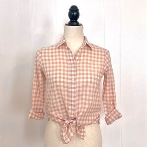 J.Crew Women Gingham Boy Fit Button Down Shirt Size 00P